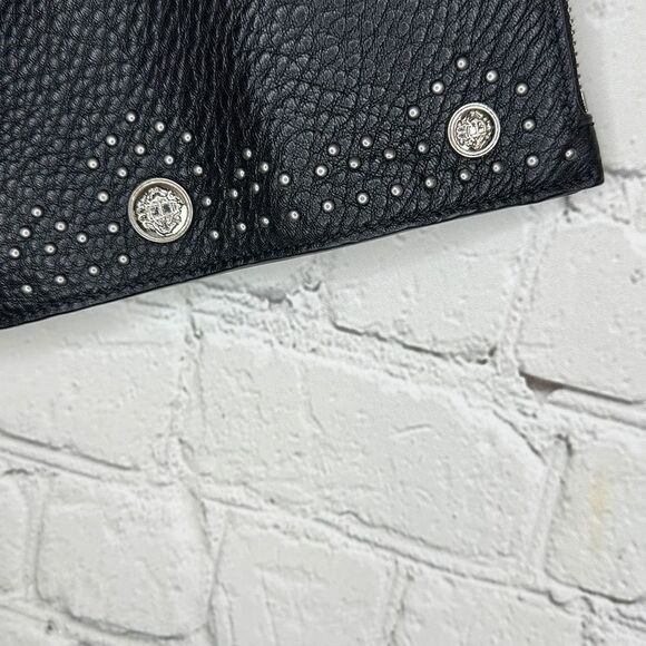 Etienne Aigner Black Leather Wristlet Clutch Studded NEW with tags - Picture 3 of 7